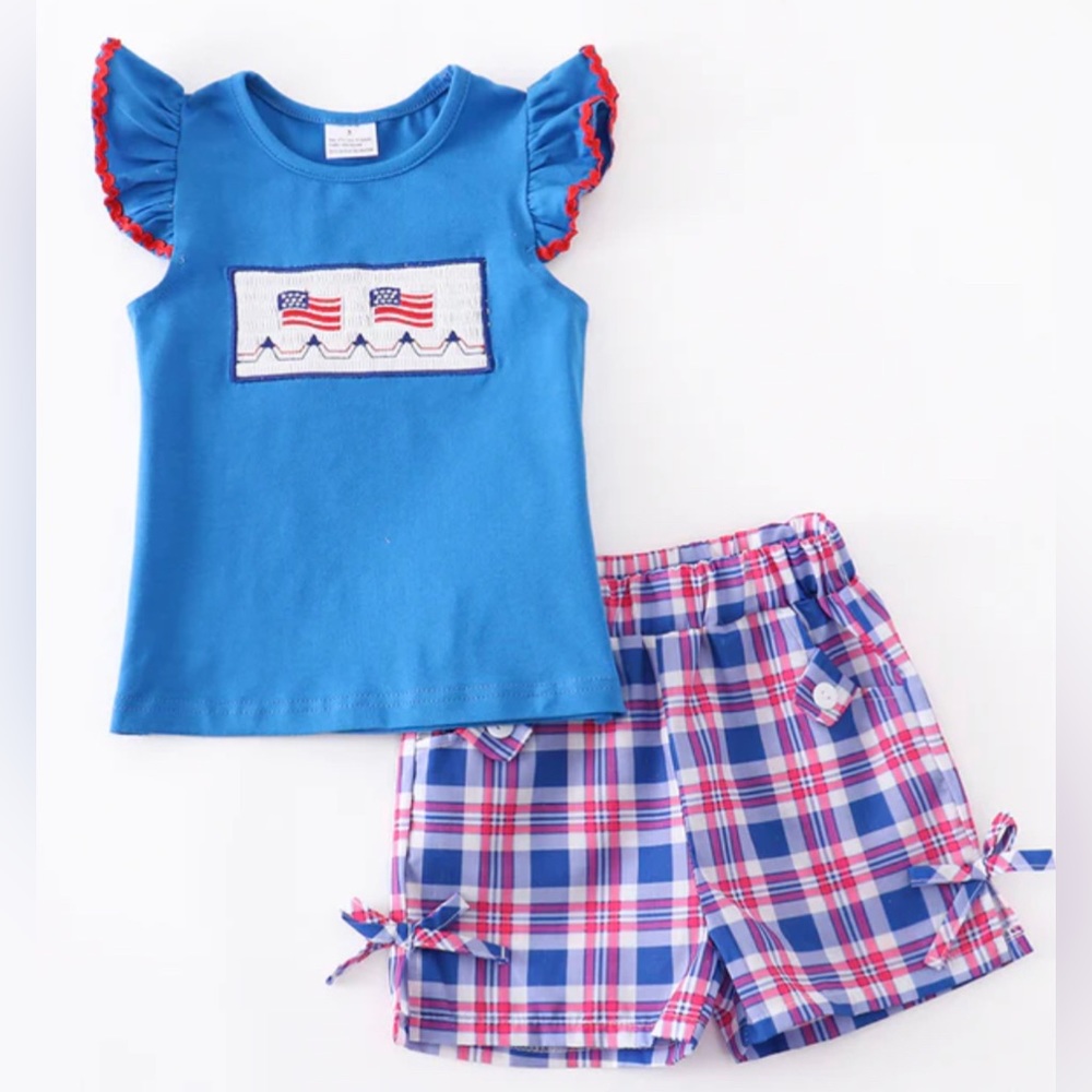 Honey Bean American Flag July 4th Patriotic Outfit New size 3